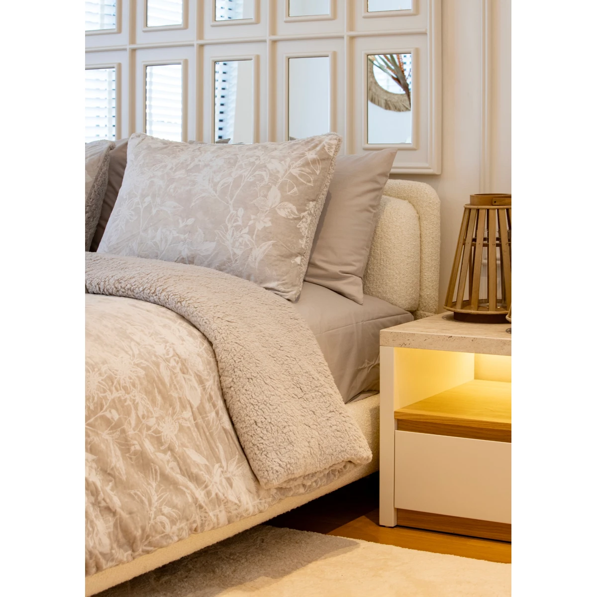 Manamo Floral Comfort Quilt set Single Size Grey 180X260+50X70 (1pc) cm 