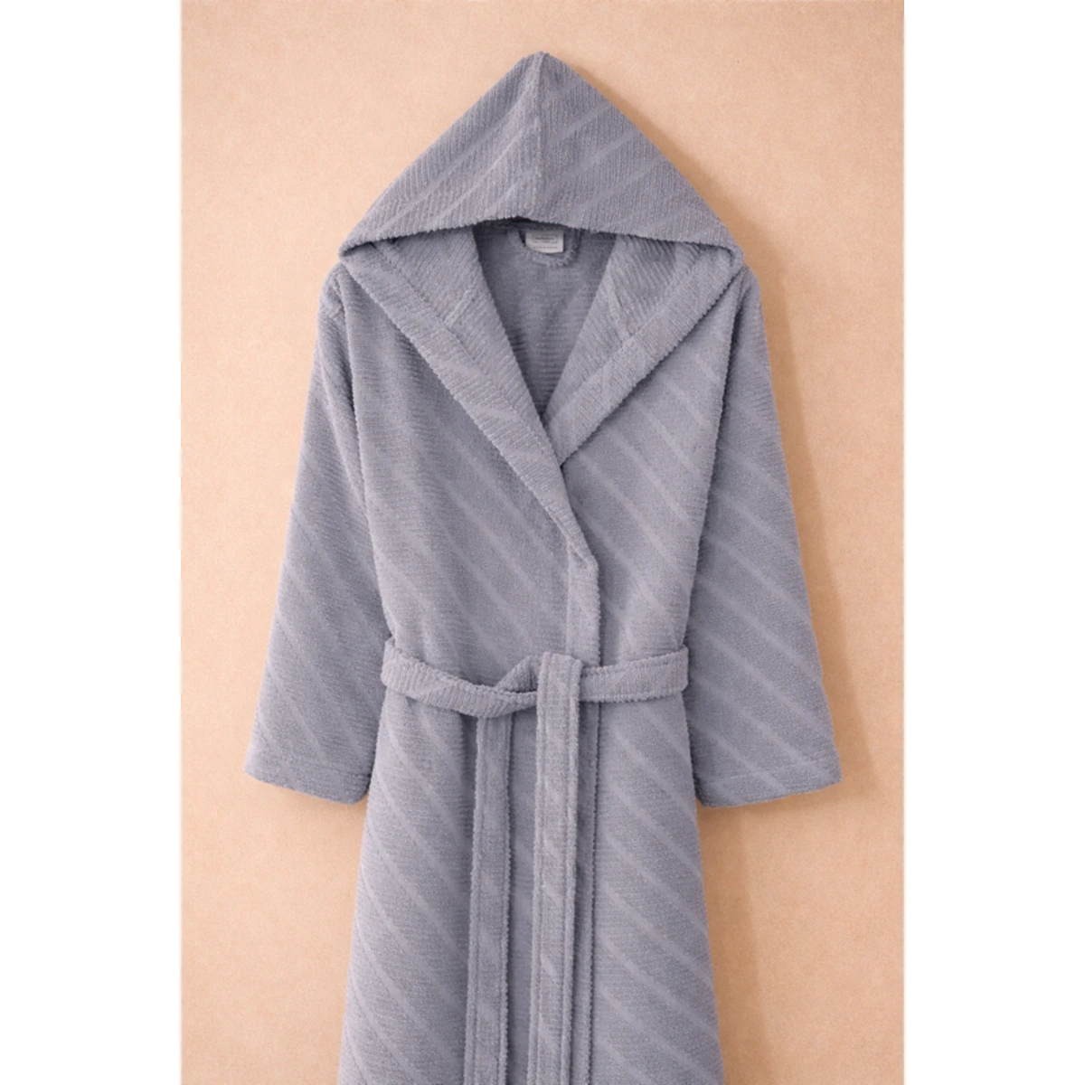 Manamo Dolce Bathrobe Cotton Grey Jaqcuard Hooded 2XL/3XL
