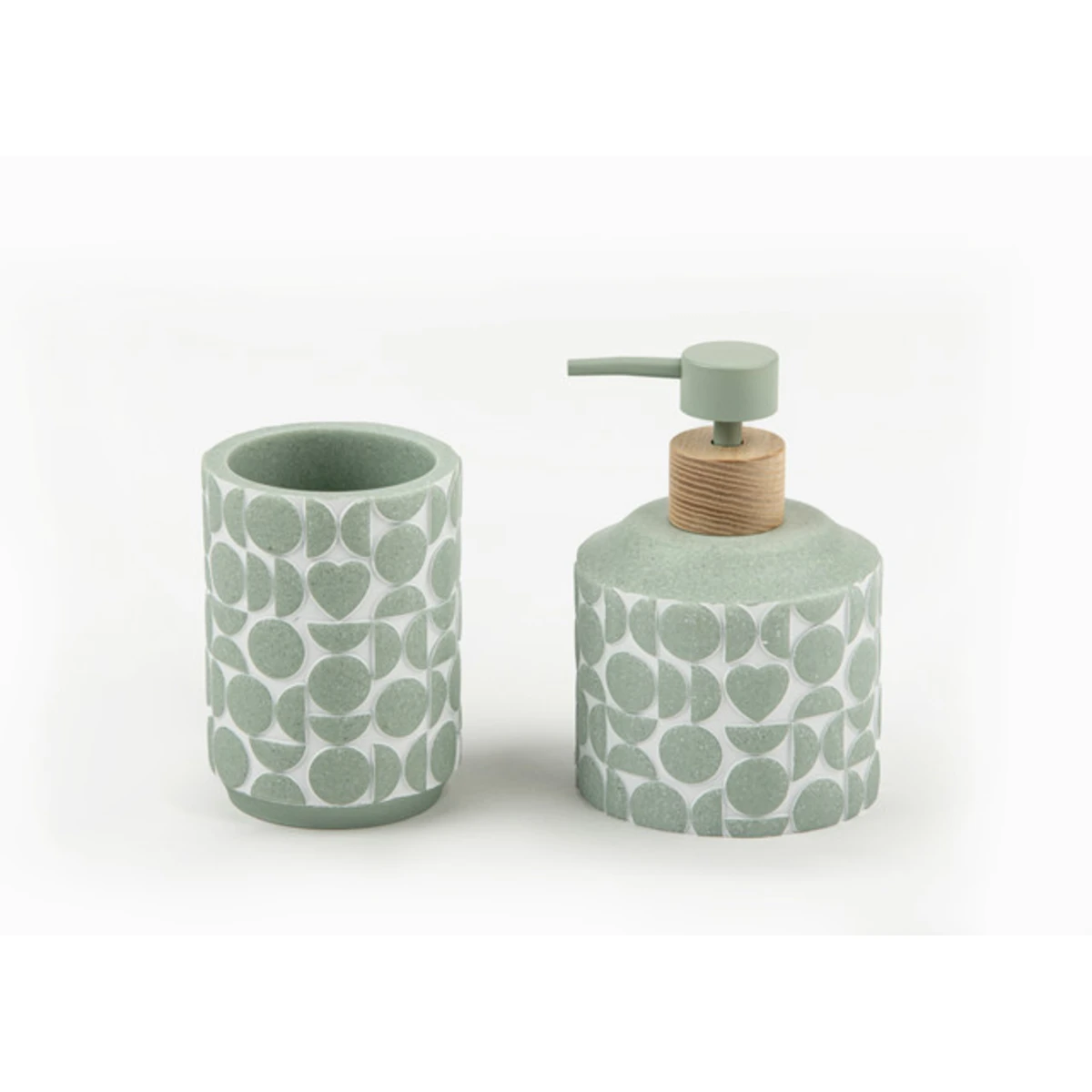 Manamo Linyi Liquid Soap Dispenser Polyresin Cameo Green  9.6x9.6x13.9 cm