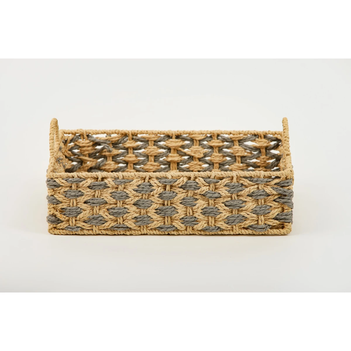 Manamo Bety Tray Wicker Natural/Grey Rectangular 38x28x10 cm