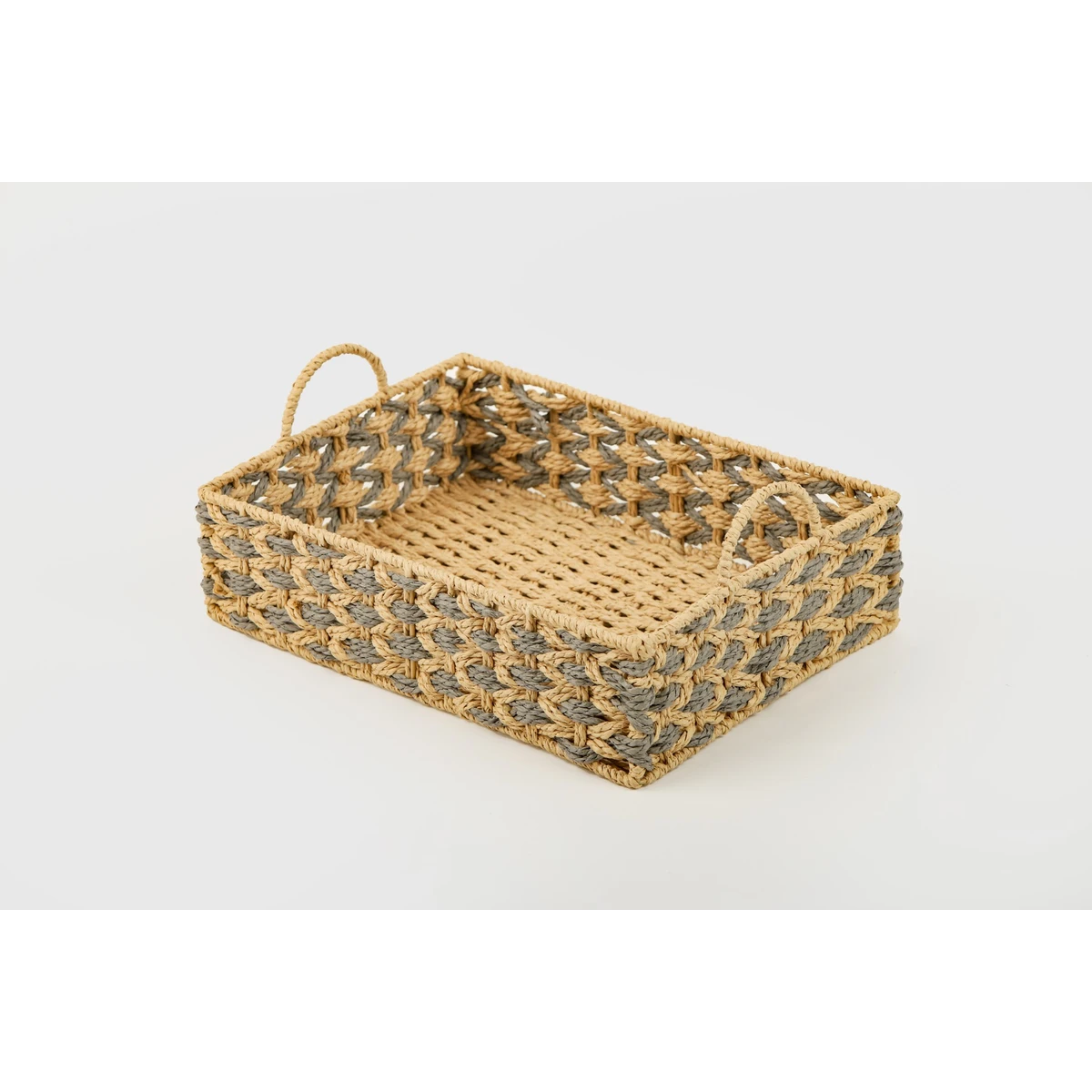 Manamo Bety Tray Wicker Natural/Grey Rectangular 32x22x6 cm