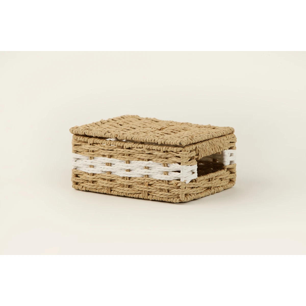 Manamo Pretty Lid Box Wicker Natural/White  23x16x10 cm