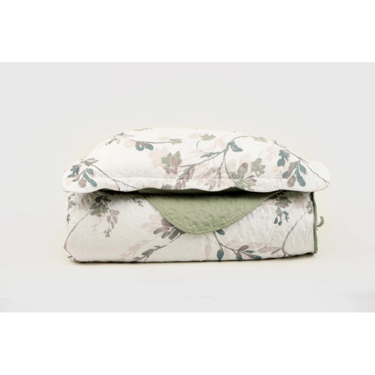 Manamo Carrie Bed Cover  Ecru/Green Single  180x240+50x70 cm