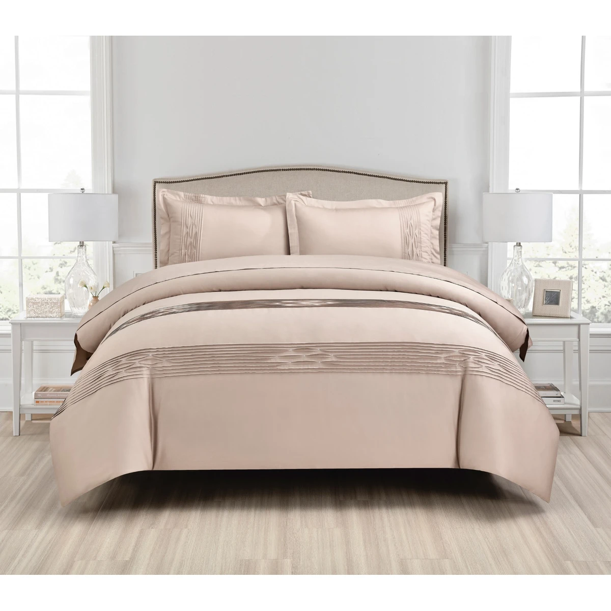 Manamo Zora Bed Linnen Set  Saten Embroidered Light Blue Double200x220 cm+240x260 cm+50x70 cm(2)