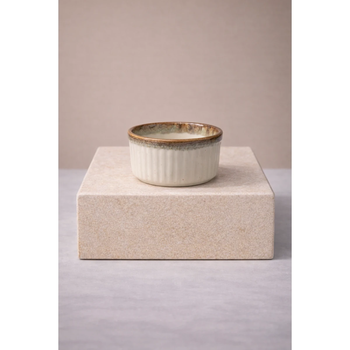 Manamo Luna Suffle Bowl Ceramiic Beige  9 cm