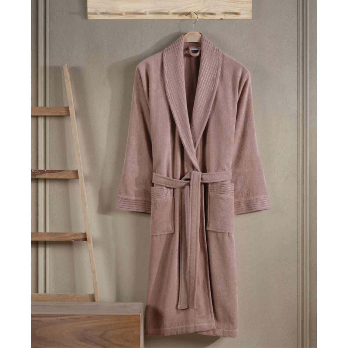 Manamo Jess Shawl Collar Bathrobe Cotton Blush 2XL/3XL