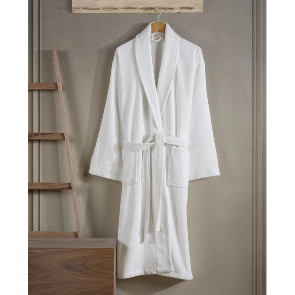 Manamo Jess Shawl Collar Bathrobe Cotton Cream S/M
