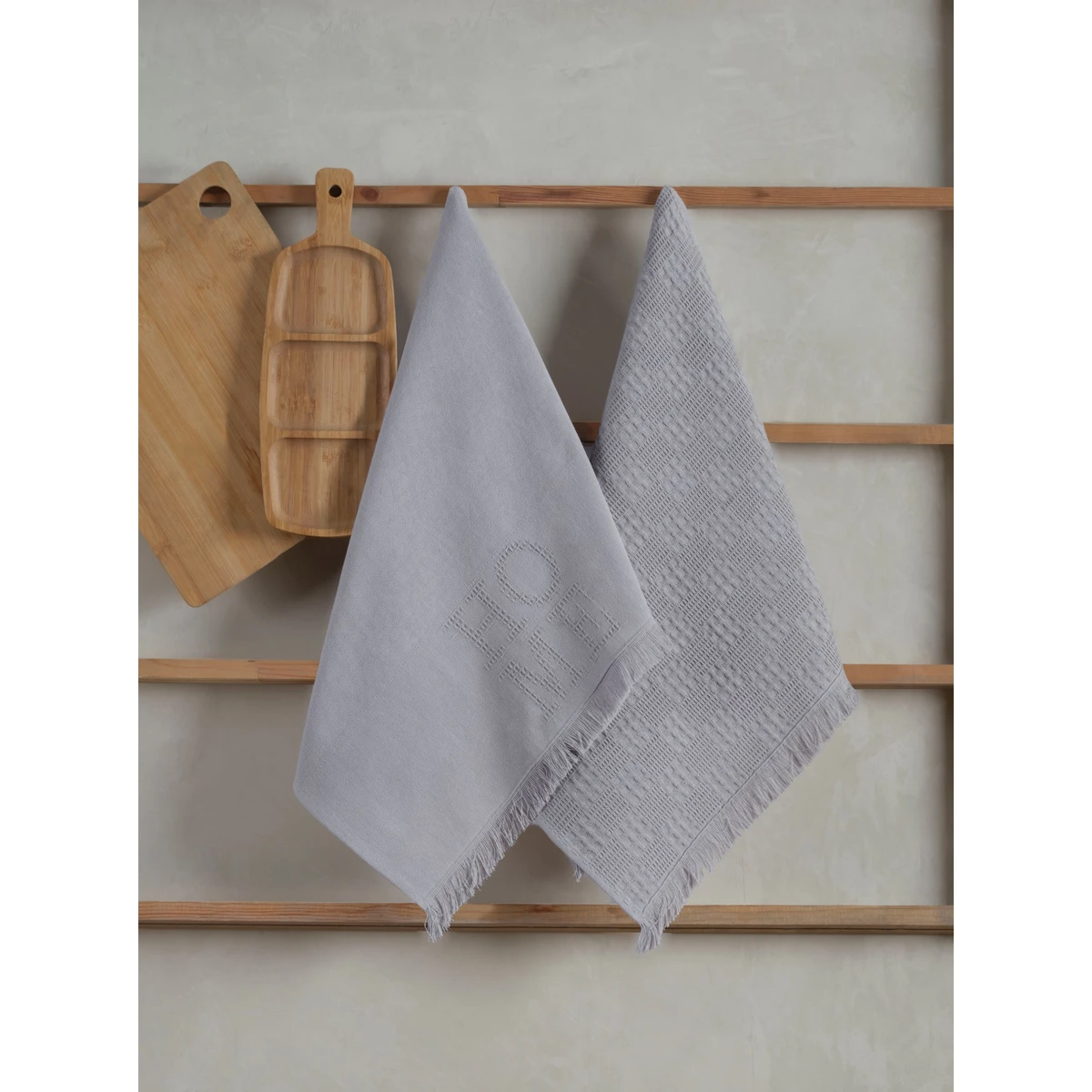 Manamo Home Kitchen Towel  Cotton Grey Jacquard 50x70 cm (2pc)