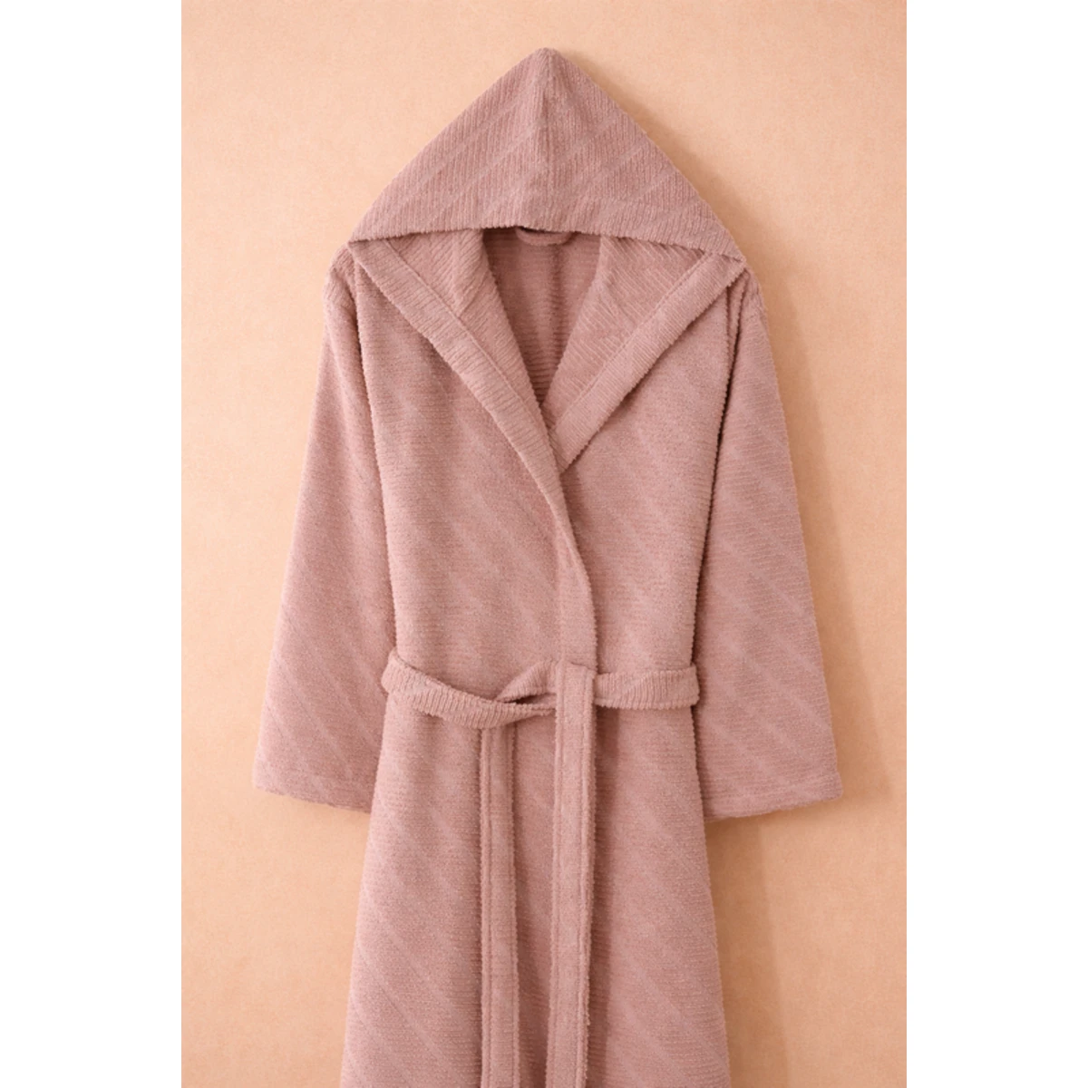 Manamo Dolce Bathrobe Cotton Blush Jaqcuard Hooded L/XL