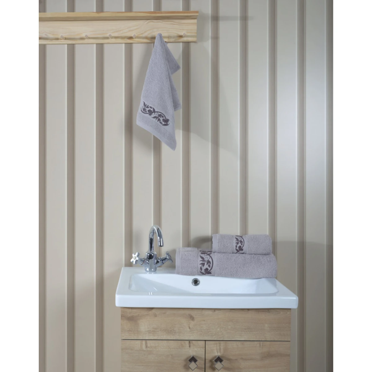 Manamo Elain Hand Towel Cotton Grey 30x50 cm