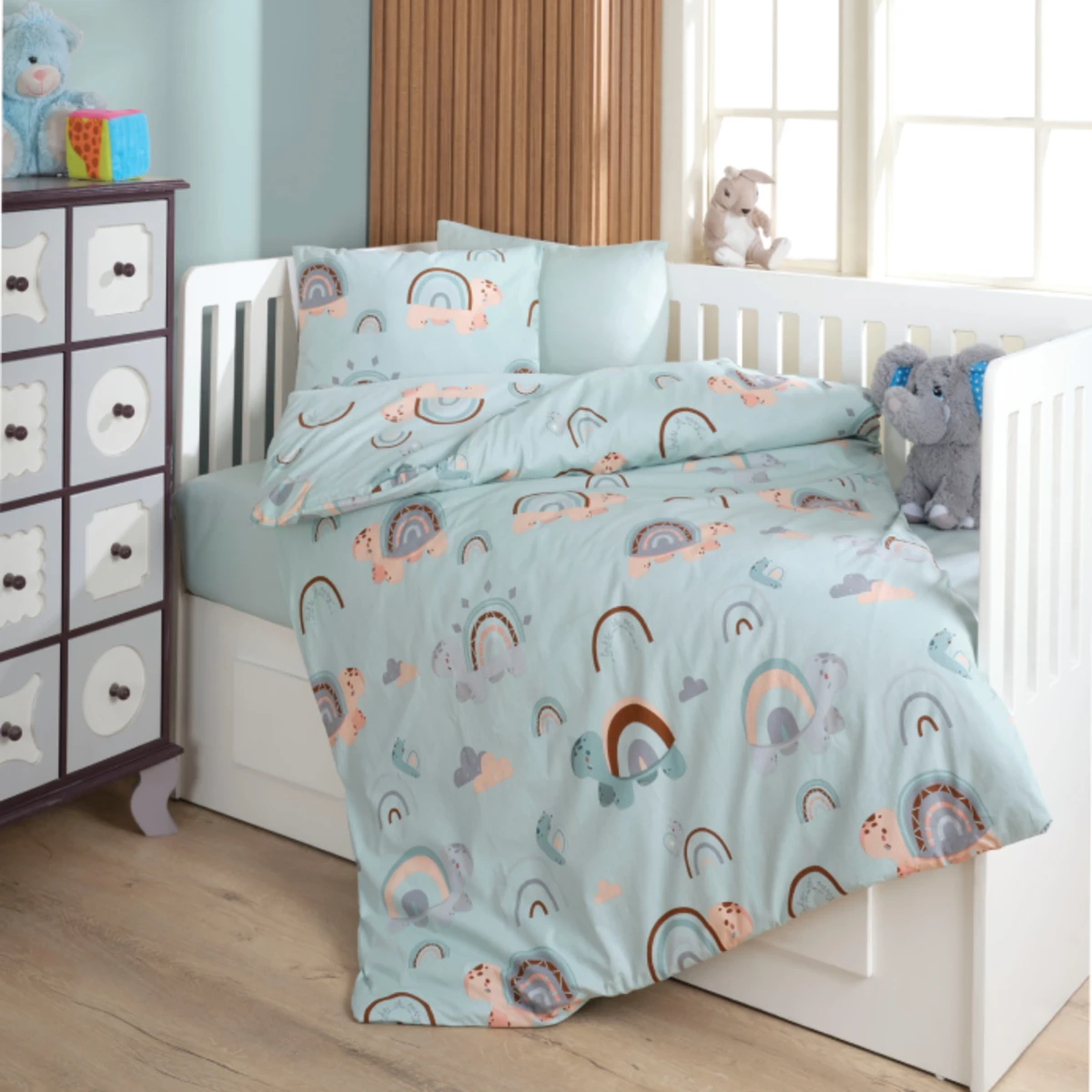 Manamo Tiny Turtels Cotton Baby  Bed Linnen Set 100x150+120x180+34x45 (2pc) 