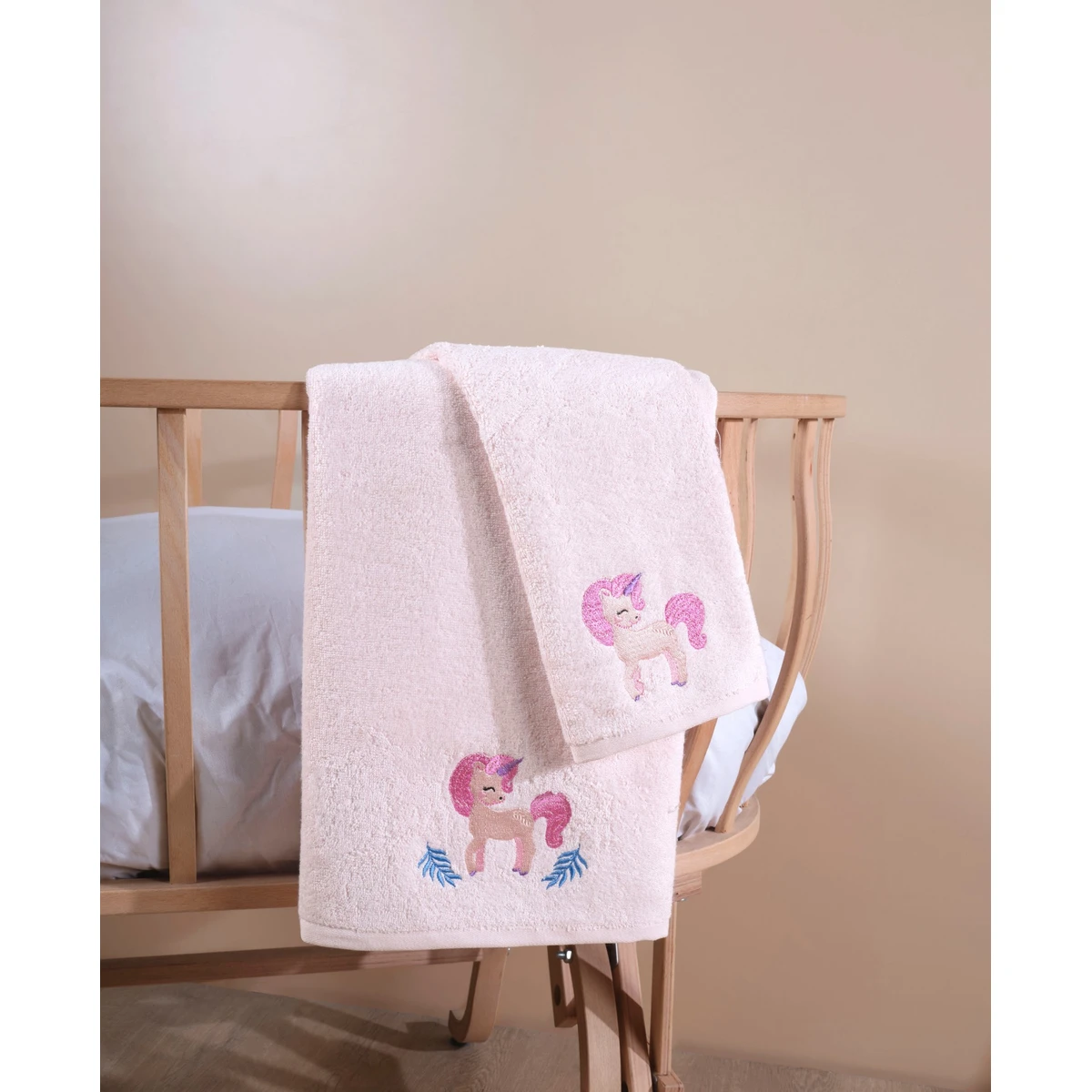 Manamo Baby Bamboo Face Towel Pony  Soft Pink 50X80 cm