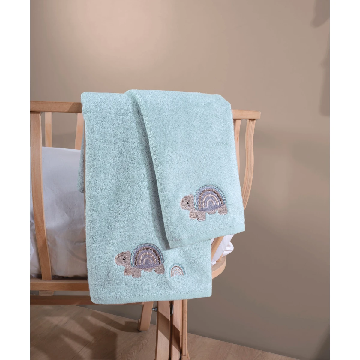 Manamo Baby Bamboo Face Towel Tiny Turtels Cameo 50X80 cm