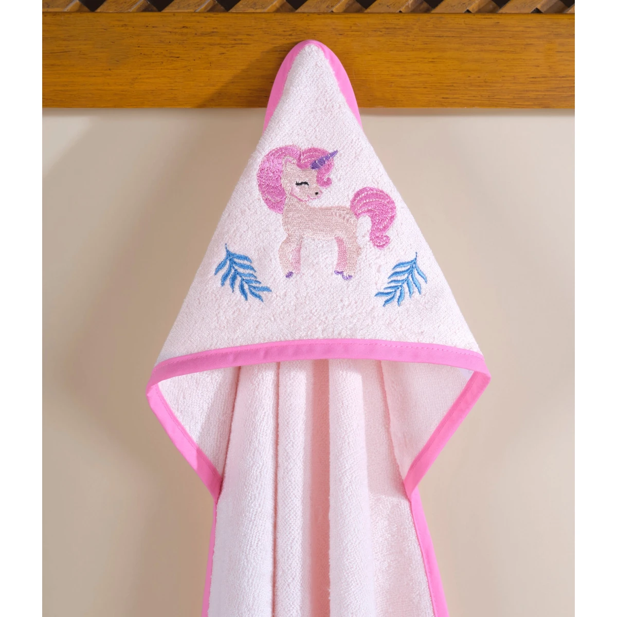Manamo Pony Baby Hooded Towel Soft Pink 90X90 cm