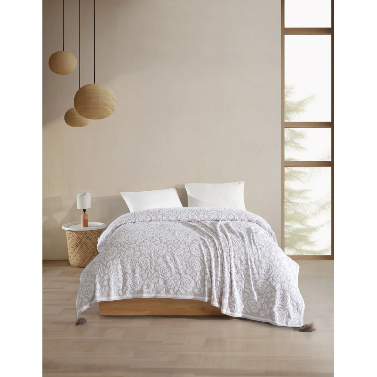 Manamo Rose Pike Cotton Towel White/Beige Single Size 160x230 cm