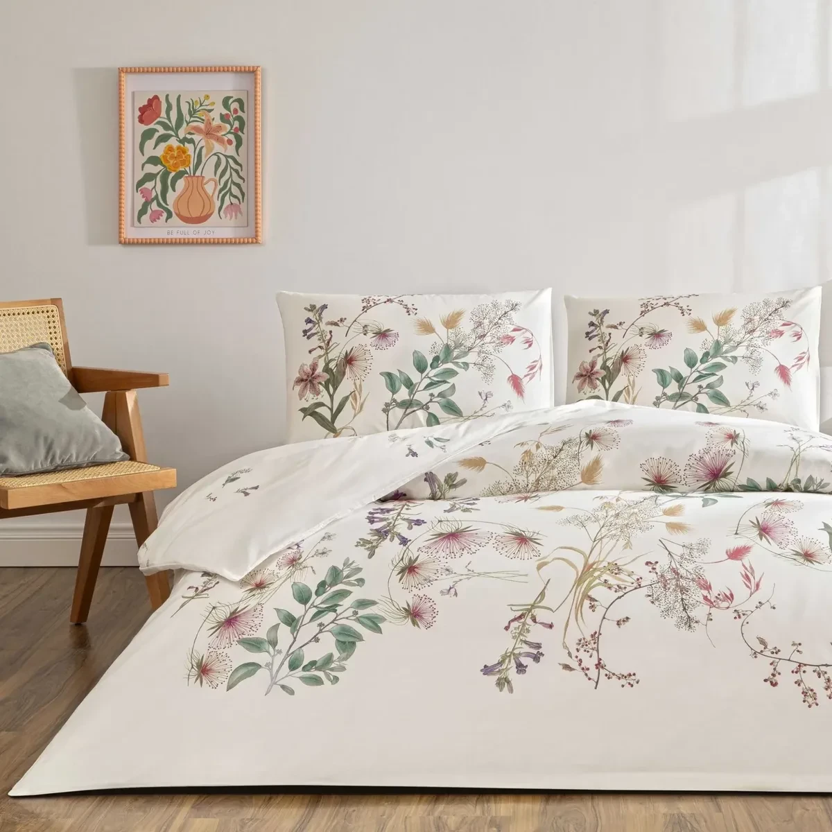 TAC Elowen  Ranforce Bed Linen Set Single Blue 160x220+180x260+50x70 cm 