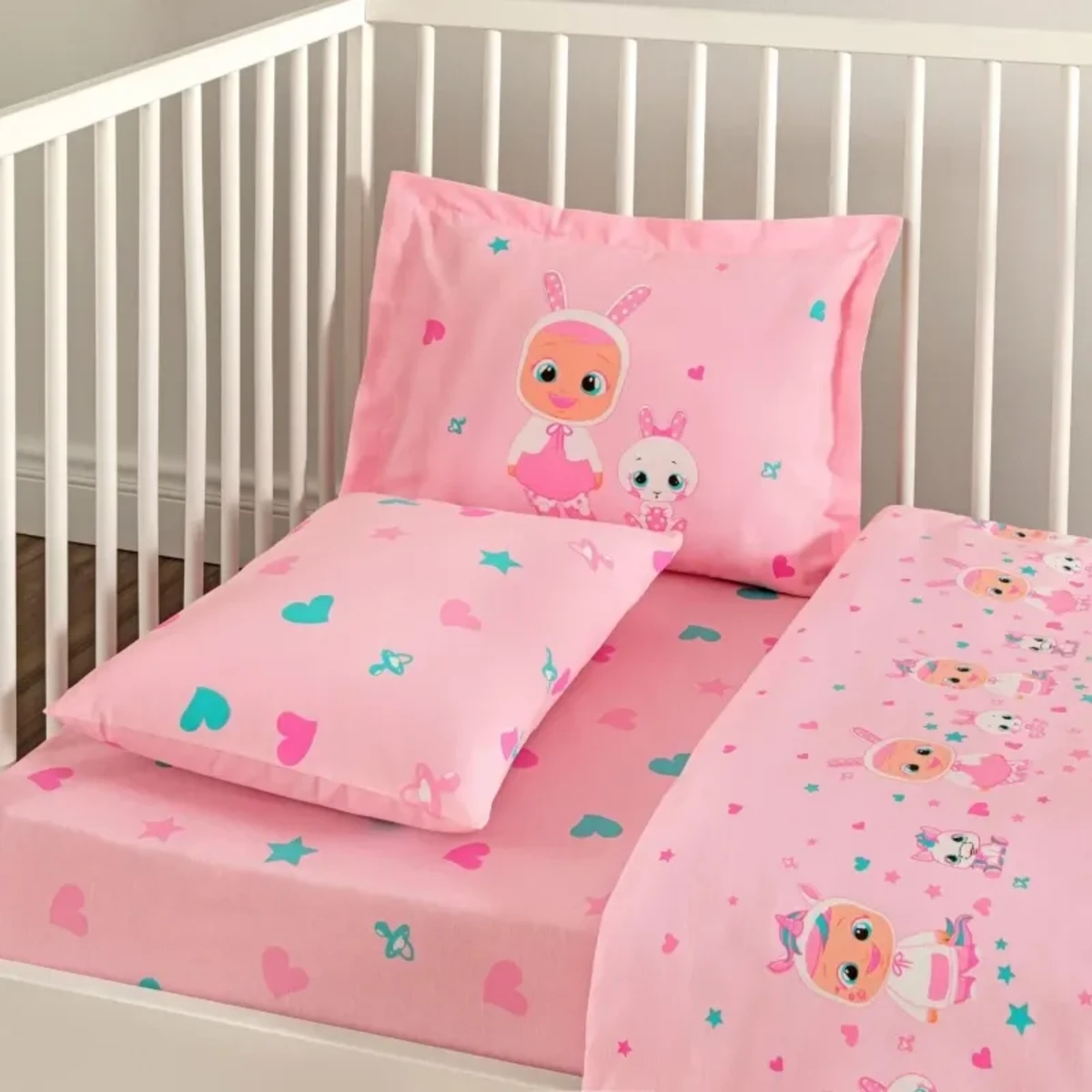 TAC Cry Babies Sweet Baby Bed Linen Set Cotton  Baby 100x150+120x180+35x45(2pc)cm