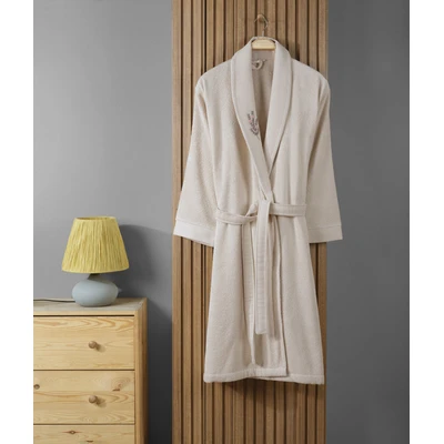 Manamo Tiny Rose Embroidered Bathrobe Cotton Linen S/M