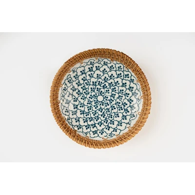 Manamo Anya Plate Ceramic / Rattan Blue/White 20R