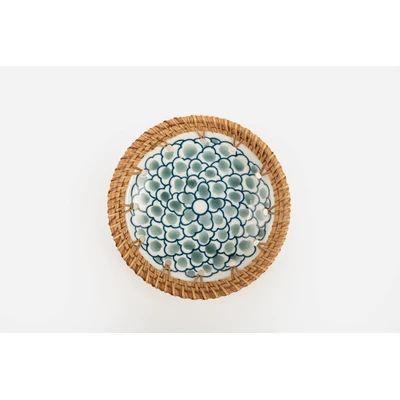 Manamo Elisa Plate Ceramic / Rattan Blue/White 15R