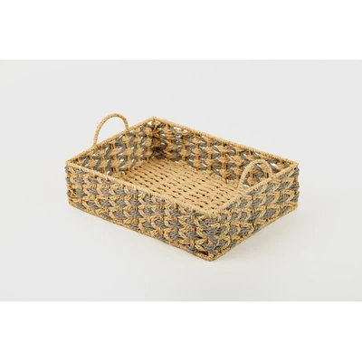 Manamo Bety Tray Wicker Natural/Grey Rectangular 32x22x6 cm