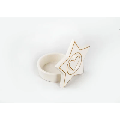 Manamo Star Candle Holder Porcelain White  8.7x6.8x7.4 cm