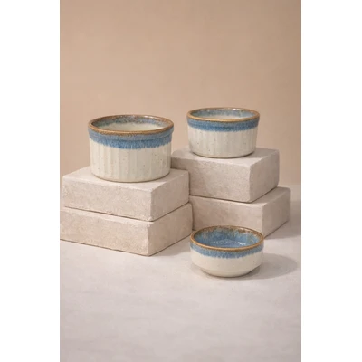 Manamo Luna Suffle Bowl Ceramiic Indigo  8 cm