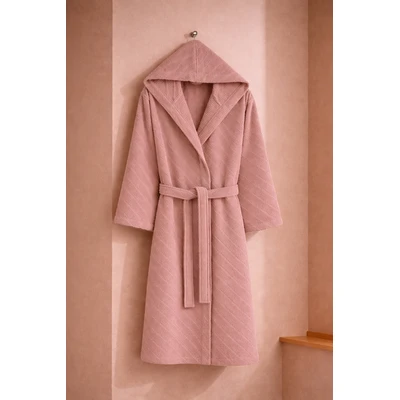 Manamo Dolce Bathrobe Cotton Blush Jaqcuard Hooded 2XL/3XL