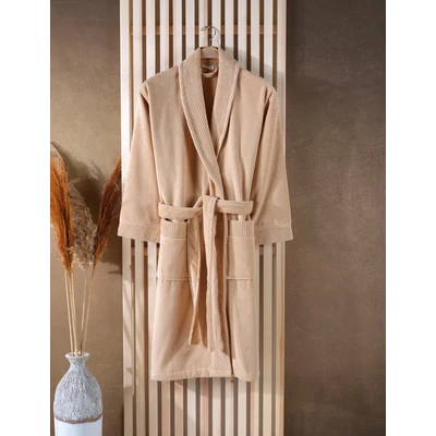 Manamo Petran Shawl Collar  Microcotton Bathrobe Camel S/M