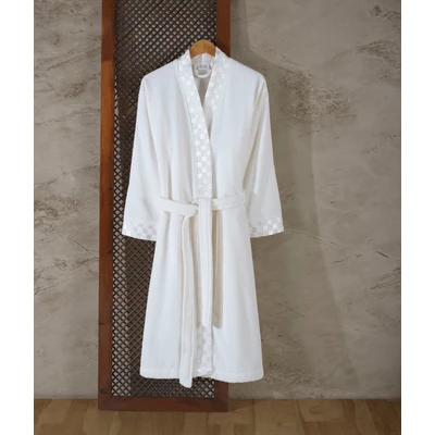 Manamo Checker Bathrobe Microcotton Ecru  2XL/3XL
