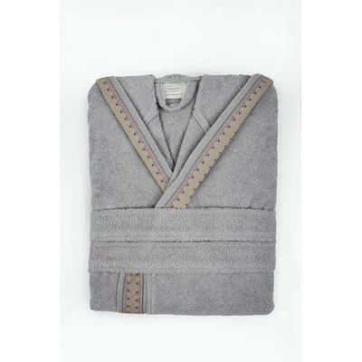 Manamo Linyi Bathrobe Cotton Metal Grey Jacquard Hooded L/XL