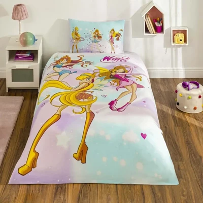 TAC Winx Magic Bed Linen Set Cotton  Single With Fiitted Sheet 160x220+100x200+50x70 cm